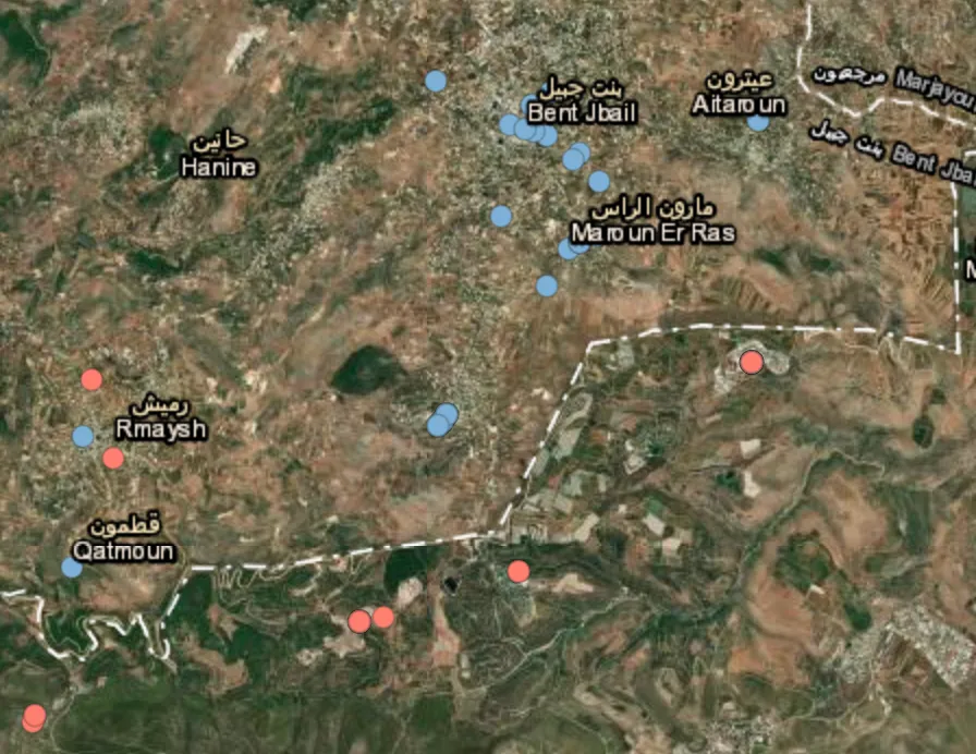 Airstrikes target the Yaroun area